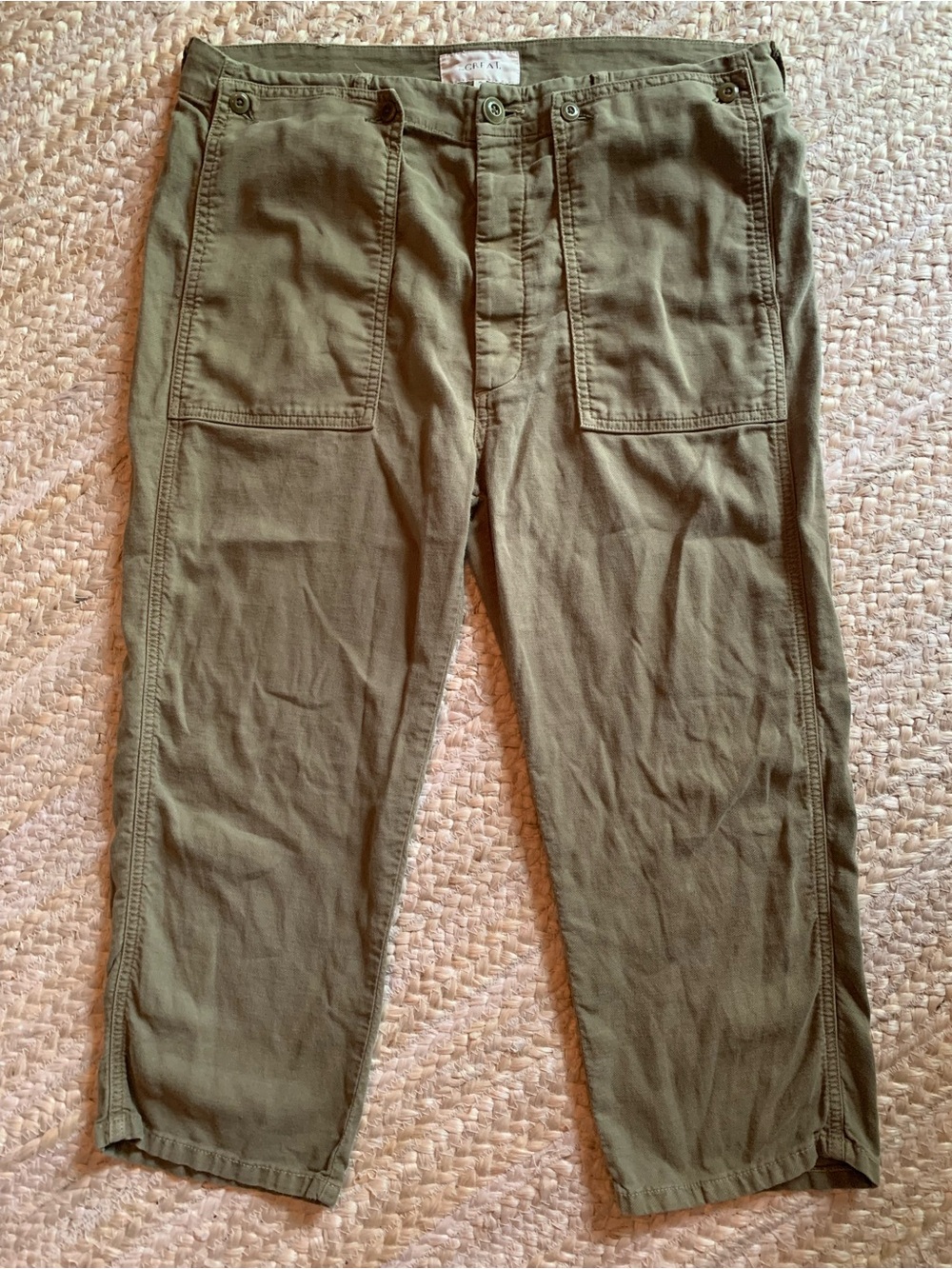 THE GREAT. Olive Utility Cargo Pants - Men's